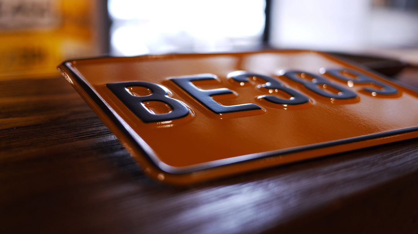 MADE IN ENGLAND - British aluminum alloy motorcycle license plate