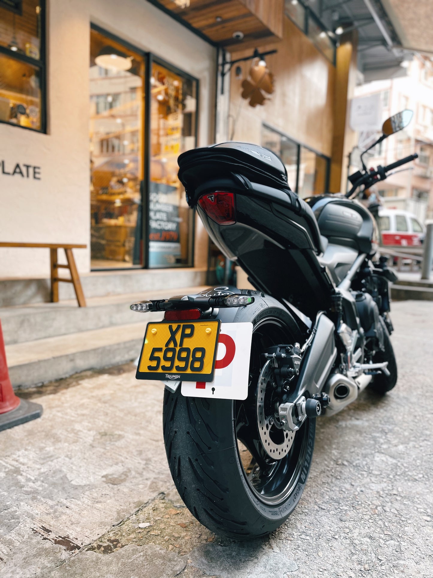 AVOCADO LEATHER STYLE PLATE - Avocado leather motorcycle license plate