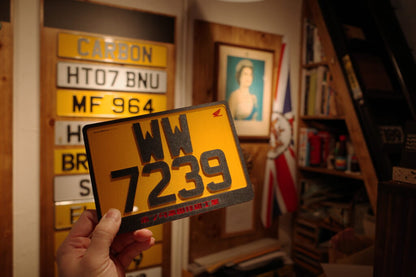 LEATHER STYLE PLATE - Motorcycle license plate with leather pattern 
